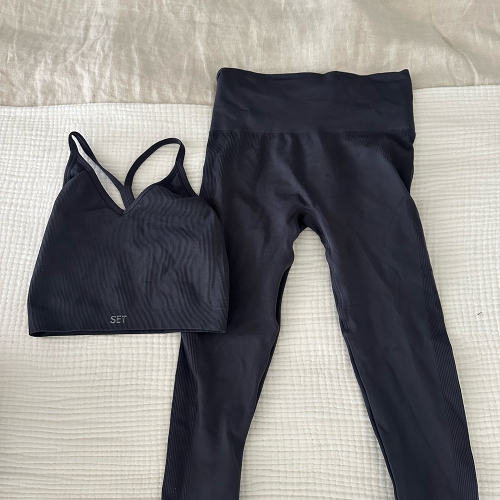 Black SET Activewear Leggings and Sports Bra